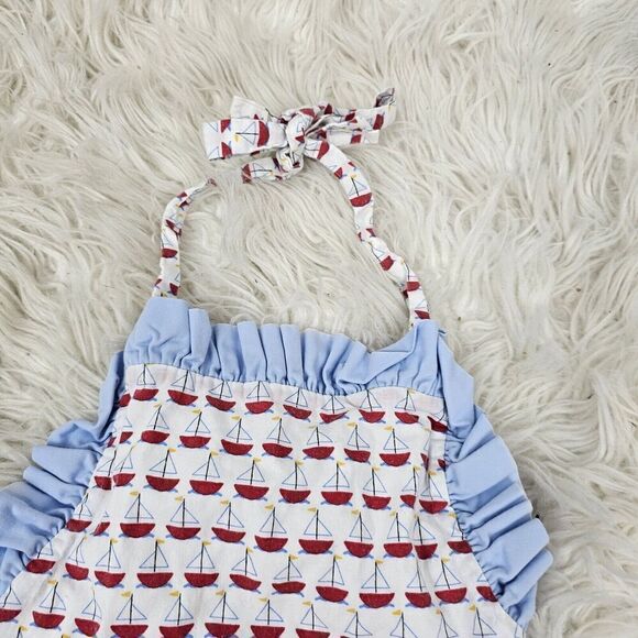 James & Lottie White Sailboat Printed Bubble Red Blue Toddler Girls Size 4T - Picture 3 of 6